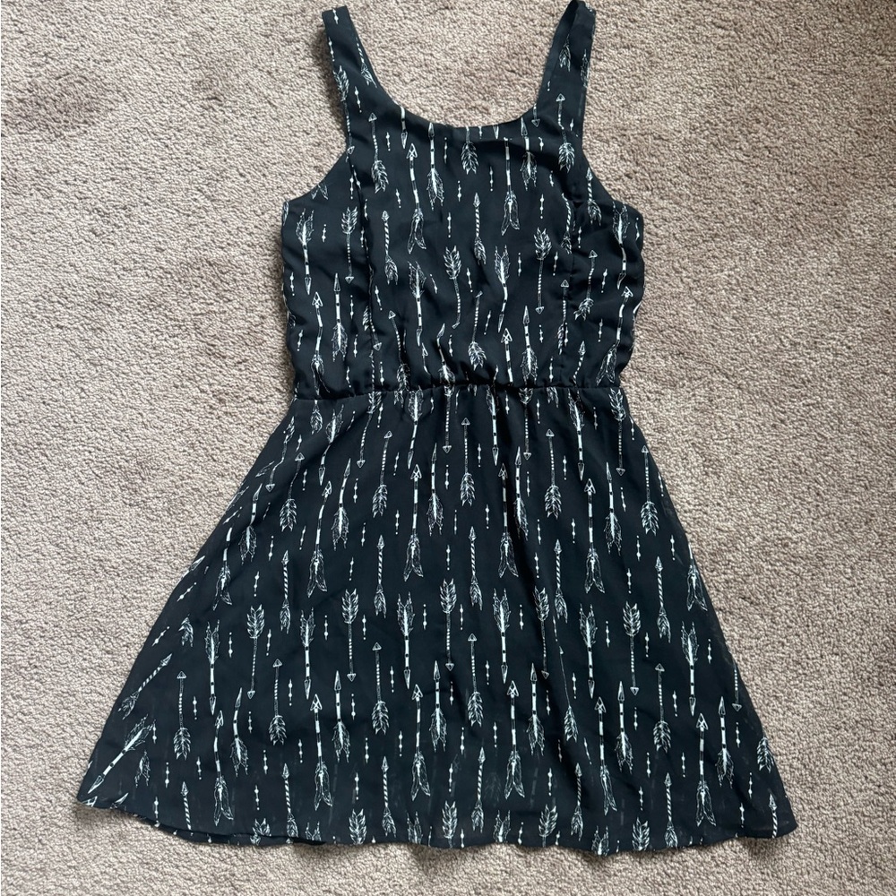 Black Patterned Sleeveless Dress